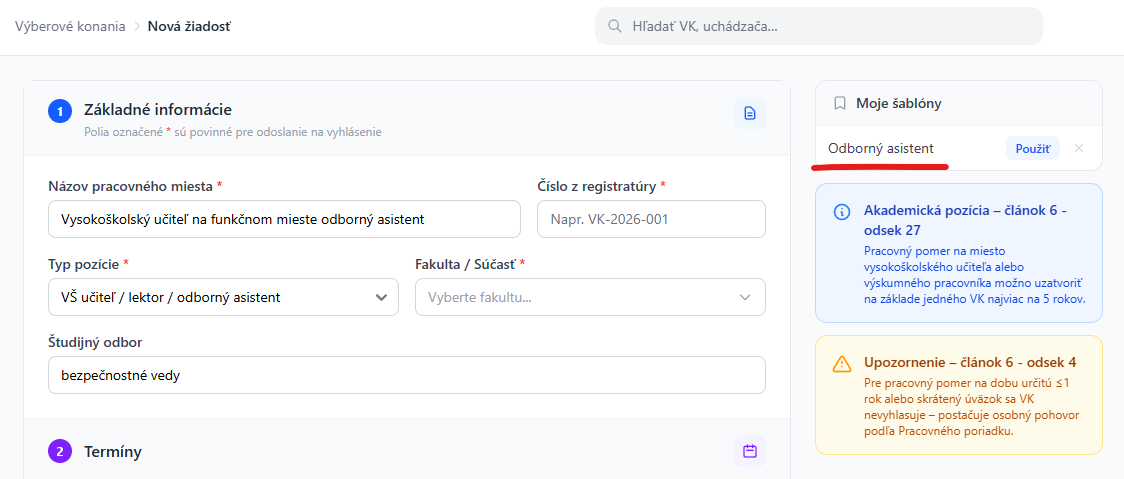 Šablóny VK