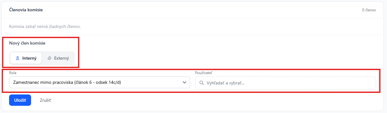 Pridanie člena komisie