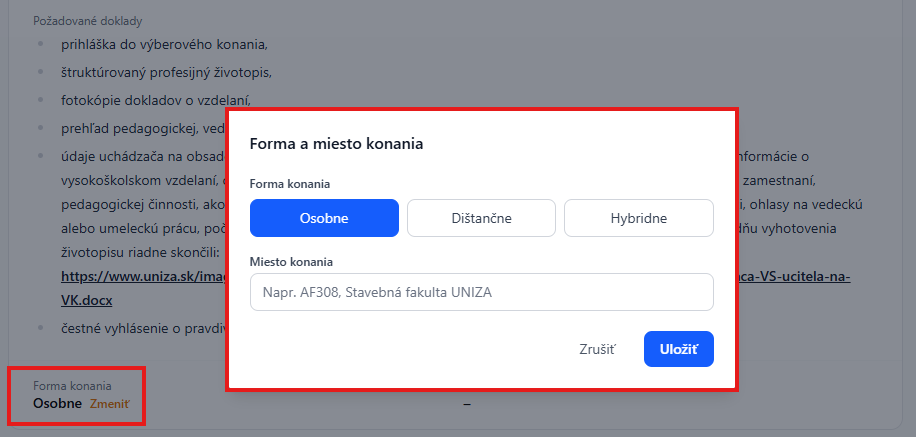 Zmena formy konania